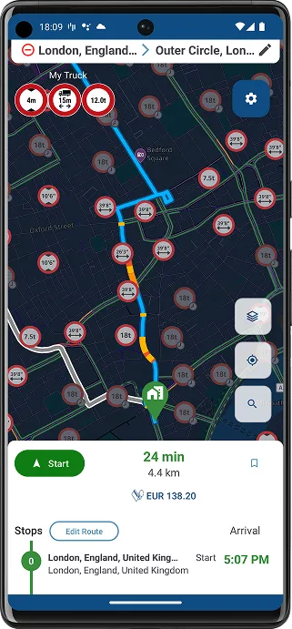 CargoTour truck navigation on a phone