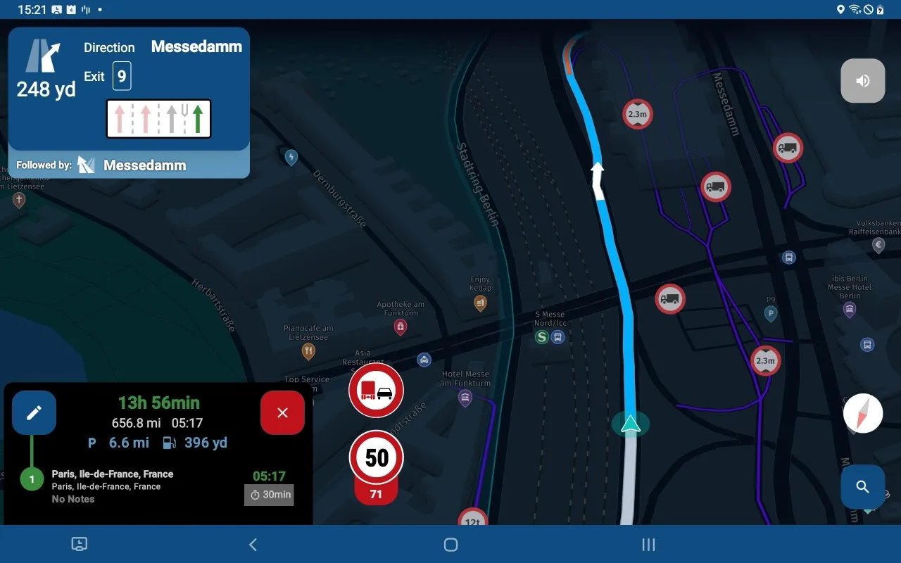 CargoTour truck navigation running on a tablet