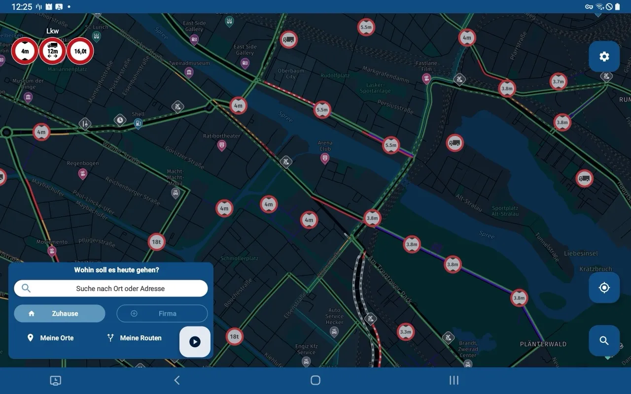 CargoTour truck navigation running on a tablet